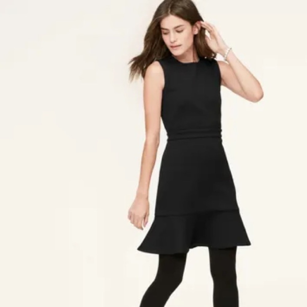 Black LOFT Scuba Flounce Dress